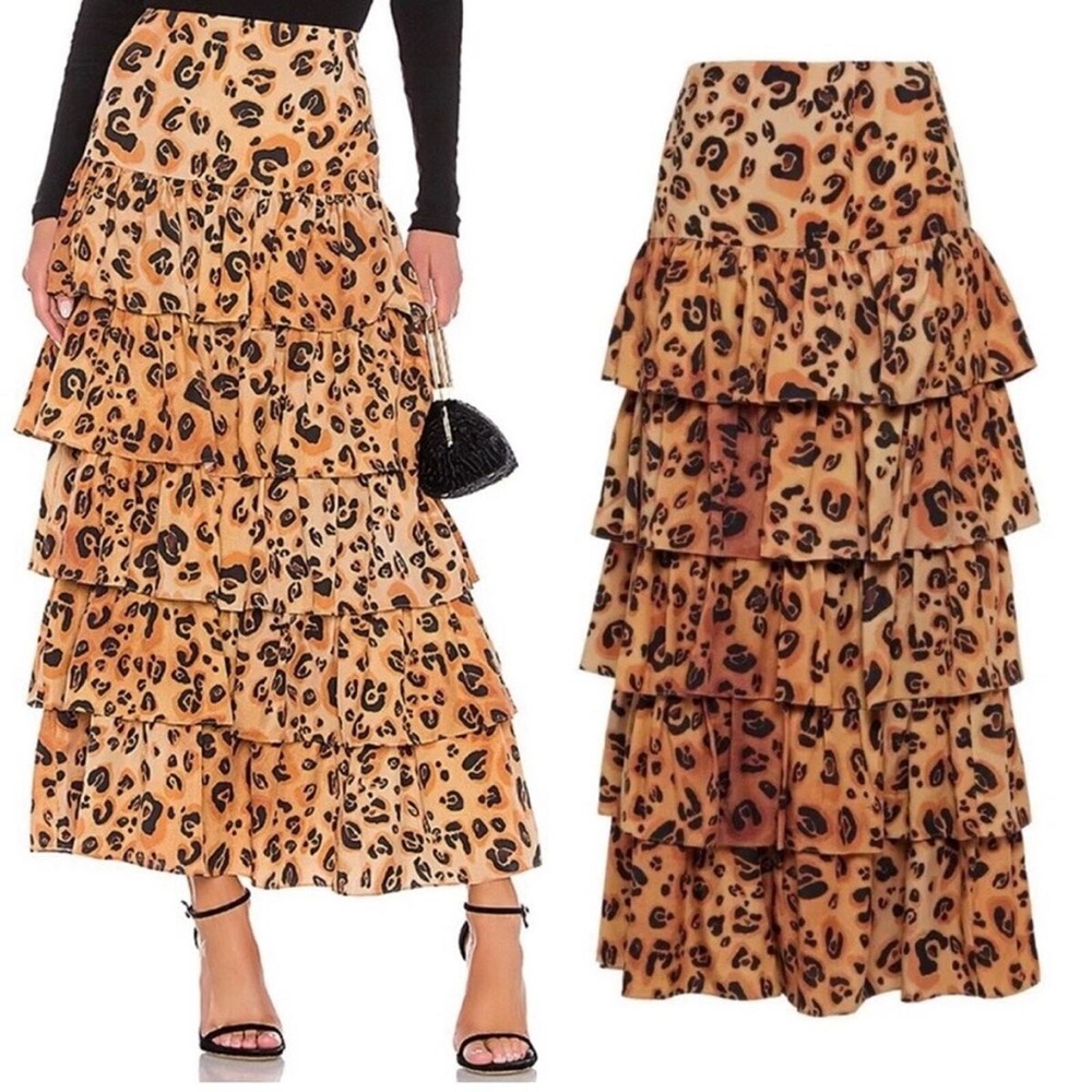 Mara Hoffman Marzia Leopard Tiered Ruffled Skirt